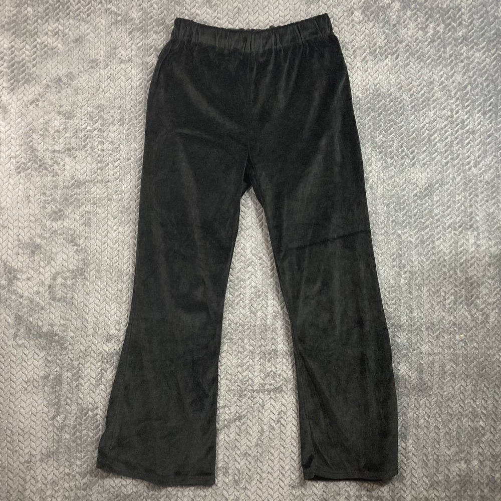 Dizzy Lizzy Velour Lounge Pants Womens XL Black Wide Straight Leg Comfortable